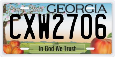 GA license plate CXW2706