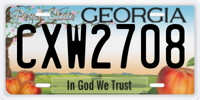 GA license plate CXW2708