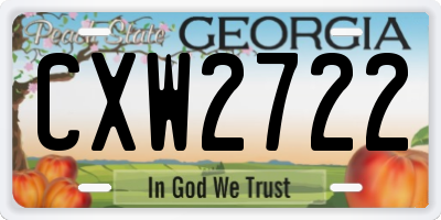 GA license plate CXW2722