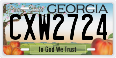 GA license plate CXW2724
