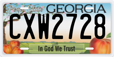 GA license plate CXW2728