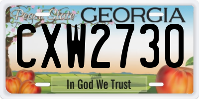 GA license plate CXW2730