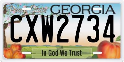 GA license plate CXW2734