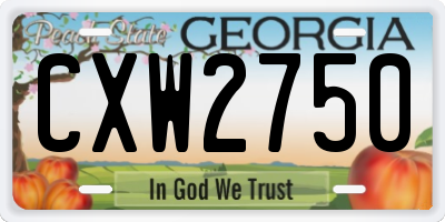 GA license plate CXW2750