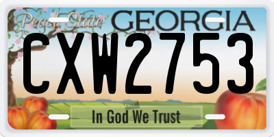 GA license plate CXW2753