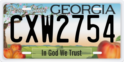 GA license plate CXW2754