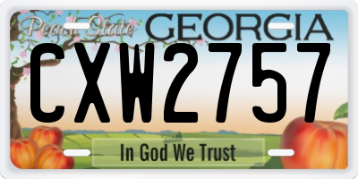 GA license plate CXW2757