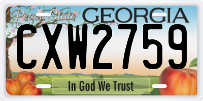 GA license plate CXW2759