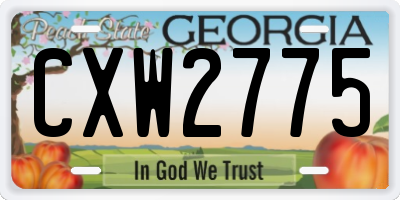 GA license plate CXW2775