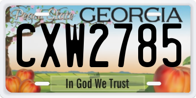 GA license plate CXW2785