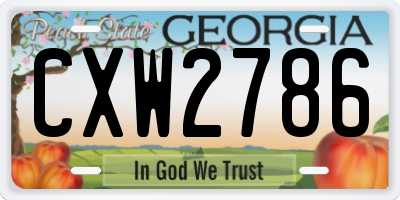GA license plate CXW2786