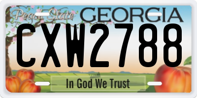 GA license plate CXW2788