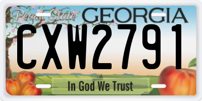 GA license plate CXW2791