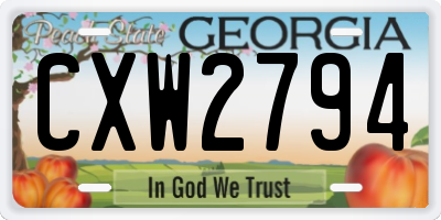 GA license plate CXW2794