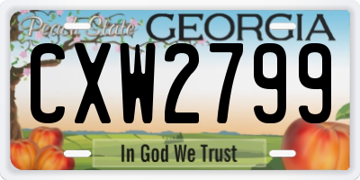 GA license plate CXW2799