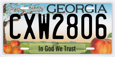 GA license plate CXW2806