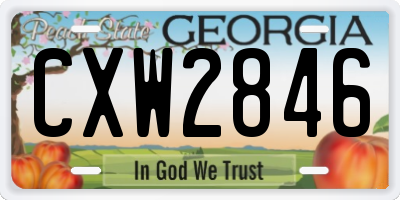 GA license plate CXW2846