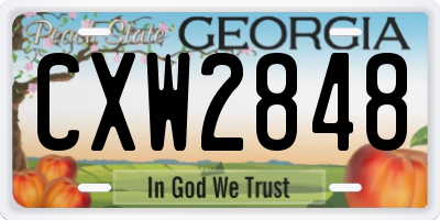 GA license plate CXW2848