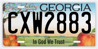 GA license plate CXW2883