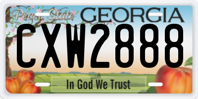 GA license plate CXW2888