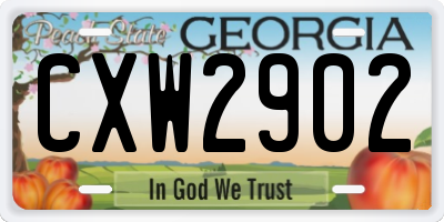 GA license plate CXW2902