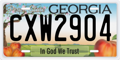 GA license plate CXW2904