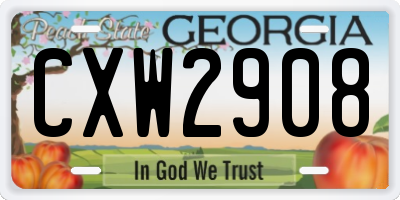 GA license plate CXW2908