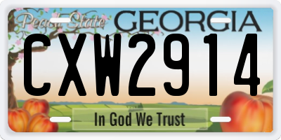 GA license plate CXW2914