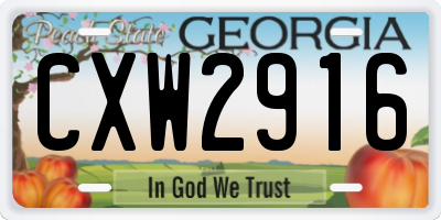 GA license plate CXW2916