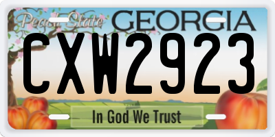 GA license plate CXW2923