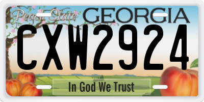 GA license plate CXW2924
