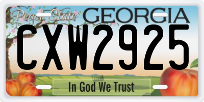 GA license plate CXW2925