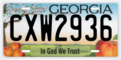 GA license plate CXW2936