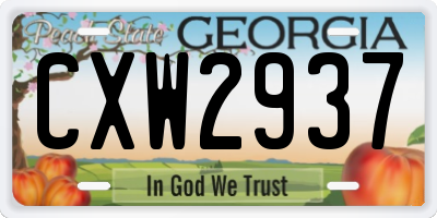 GA license plate CXW2937
