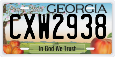 GA license plate CXW2938