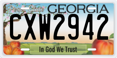 GA license plate CXW2942