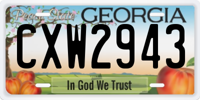 GA license plate CXW2943