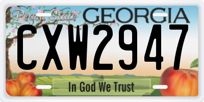 GA license plate CXW2947