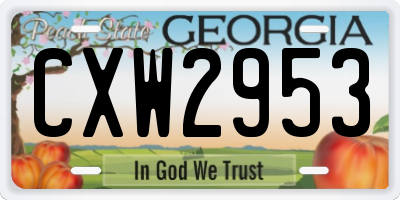 GA license plate CXW2953