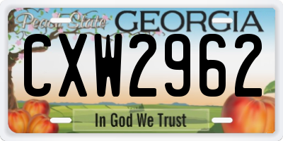 GA license plate CXW2962