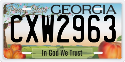 GA license plate CXW2963