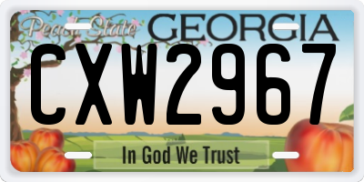 GA license plate CXW2967