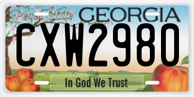 GA license plate CXW2980
