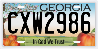 GA license plate CXW2986