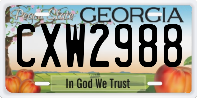 GA license plate CXW2988