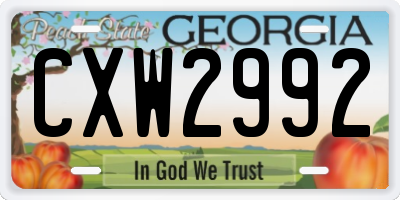 GA license plate CXW2992