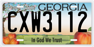 GA license plate CXW3112