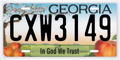 GA license plate CXW3149