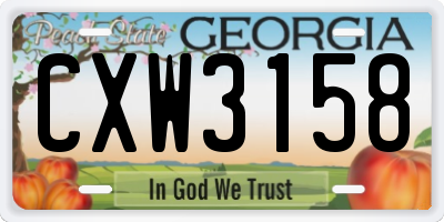 GA license plate CXW3158