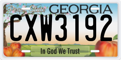GA license plate CXW3192